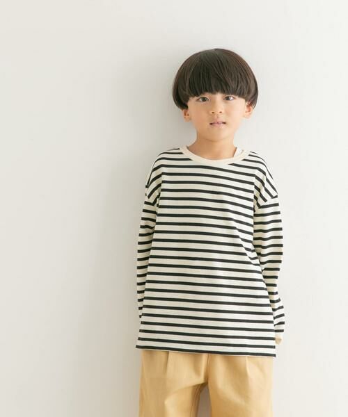 URBAN RESEARCH DOORS / アーバンリサーチ ドアーズ トップス | ボーダーワイドロングTシャツ(KIDS)(ブラック系その他)