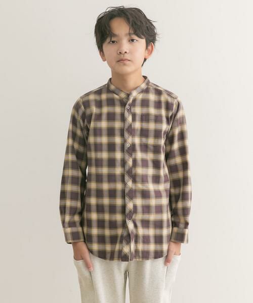URBAN RESEARCH DOORS / アーバンリサーチ ドアーズ トップス | 『親子リンク』バンドカラーチェックシャツ(KIDS) | 詳細1