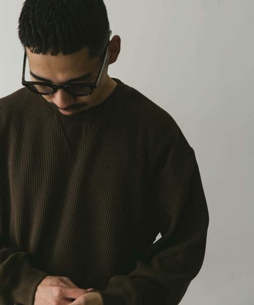 URBAN RESEARCH DOORS / アーバンリサーチ ドアーズ Tシャツ | 『XLサイズ/WEB限定』『UR TECH』裏起毛ワッフルロングスリーブTシャツ | 詳細1