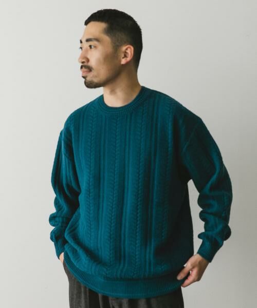 URBAN RESEARCH DOORS / アーバンリサーチ ドアーズ ニット・セーター | チュニジアウール ケーブル ニット | 詳細10