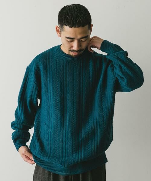 URBAN RESEARCH DOORS / アーバンリサーチ ドアーズ ニット・セーター | チュニジアウール ケーブル ニット | 詳細12