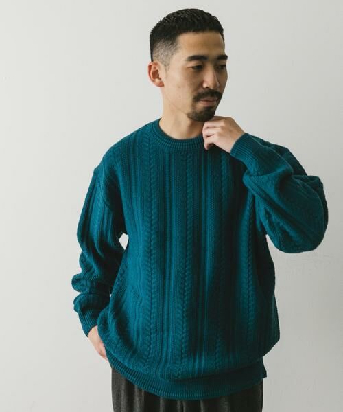 URBAN RESEARCH DOORS / アーバンリサーチ ドアーズ ニット・セーター | チュニジアウール ケーブル ニット | 詳細13