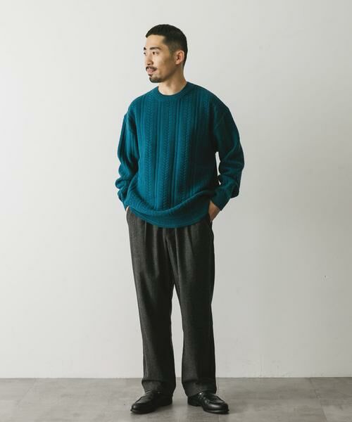 URBAN RESEARCH DOORS / アーバンリサーチ ドアーズ ニット・セーター | チュニジアウール ケーブル ニット | 詳細15