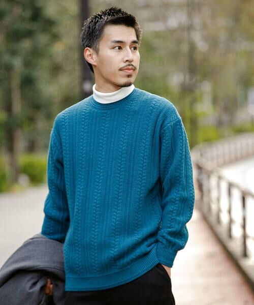 URBAN RESEARCH DOORS / アーバンリサーチ ドアーズ ニット・セーター | チュニジアウール ケーブル ニット | 詳細3