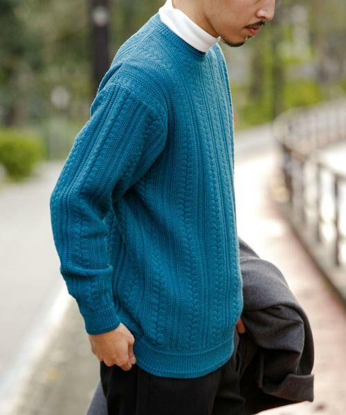 URBAN RESEARCH DOORS / アーバンリサーチ ドアーズ ニット・セーター | チュニジアウール ケーブル ニット | 詳細4