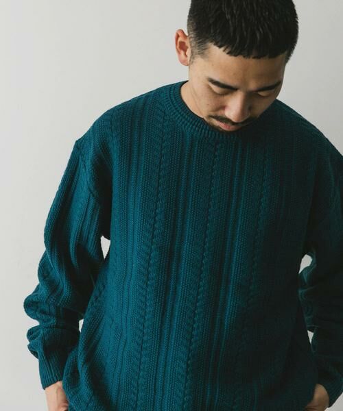 URBAN RESEARCH DOORS / アーバンリサーチ ドアーズ ニット・セーター | チュニジアウール ケーブル ニット | 詳細9