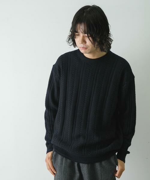 URBAN RESEARCH DOORS / アーバンリサーチ ドアーズ ニット・セーター | チュニジアウール ケーブル ニット | 詳細27