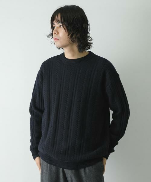 URBAN RESEARCH DOORS / アーバンリサーチ ドアーズ ニット・セーター | チュニジアウール ケーブル ニット | 詳細28