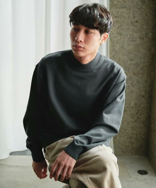 URBAN RESEARCH DOORS/アーバンリサーチ ドアーズ 『UR TECH 200日ニット』モックネックプルオーバー ネイビー XL URBAN RESEARCH DOORS/アーバンリサーチ ドアーズ 『UR TECH 200日ニット』モックネックプルオーバー ネイビー XL