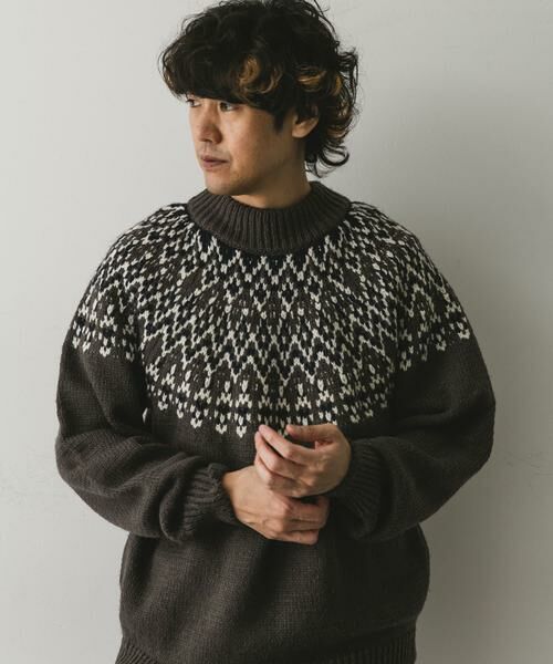 URBAN RESEARCH DOORS / アーバンリサーチ ドアーズ ニット・セーター | 求心柄モックネックニット | 詳細1