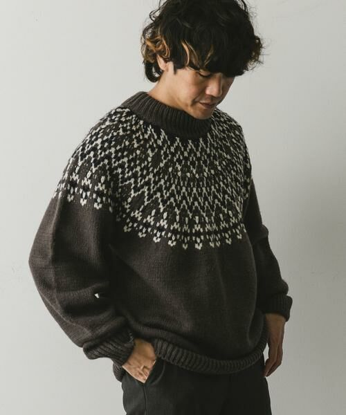 URBAN RESEARCH DOORS / アーバンリサーチ ドアーズ ニット・セーター | 求心柄モックネックニット | 詳細3