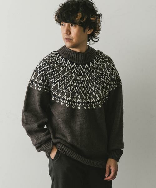 URBAN RESEARCH DOORS / アーバンリサーチ ドアーズ ニット・セーター | 求心柄モックネックニット | 詳細4