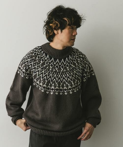 URBAN RESEARCH DOORS / アーバンリサーチ ドアーズ ニット・セーター | 求心柄モックネックニット | 詳細5