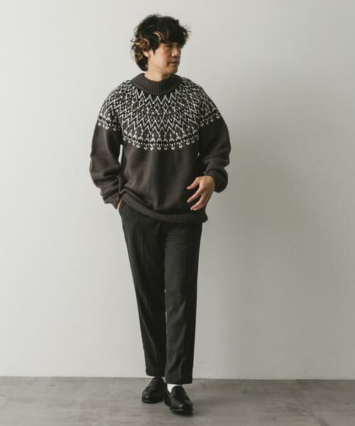 URBAN RESEARCH DOORS / アーバンリサーチ ドアーズ ニット・セーター | 求心柄モックネックニット | 詳細7