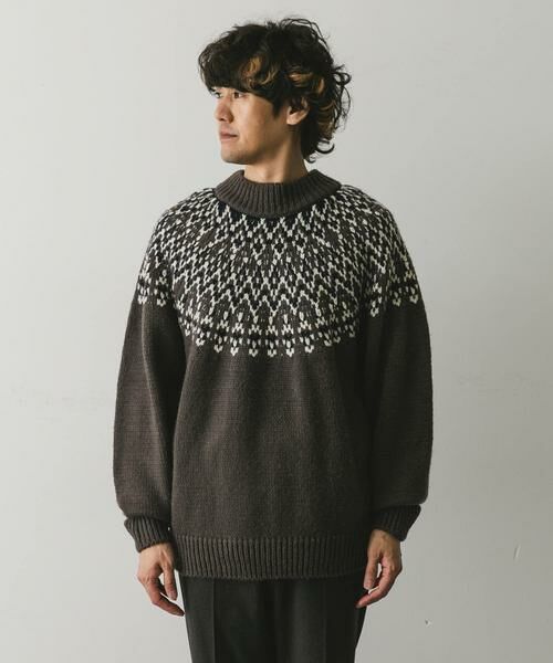 URBAN RESEARCH DOORS / アーバンリサーチ ドアーズ ニット・セーター | 求心柄モックネックニット | 詳細9