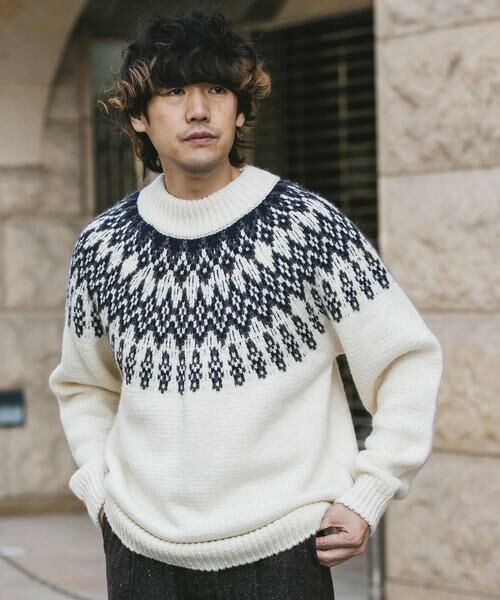 URBAN RESEARCH DOORS / アーバンリサーチ ドアーズ ニット・セーター | 求心柄モックネックニット | 詳細18