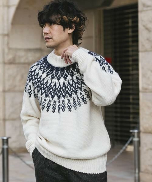 URBAN RESEARCH DOORS / アーバンリサーチ ドアーズ ニット・セーター | 求心柄モックネックニット | 詳細19