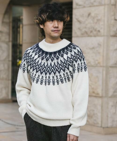 URBAN RESEARCH DOORS / アーバンリサーチ ドアーズ ニット・セーター | 求心柄モックネックニット | 詳細20