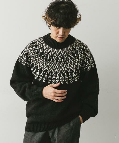 URBAN RESEARCH DOORS / アーバンリサーチ ドアーズ ニット・セーター | 求心柄モックネックニット | 詳細26