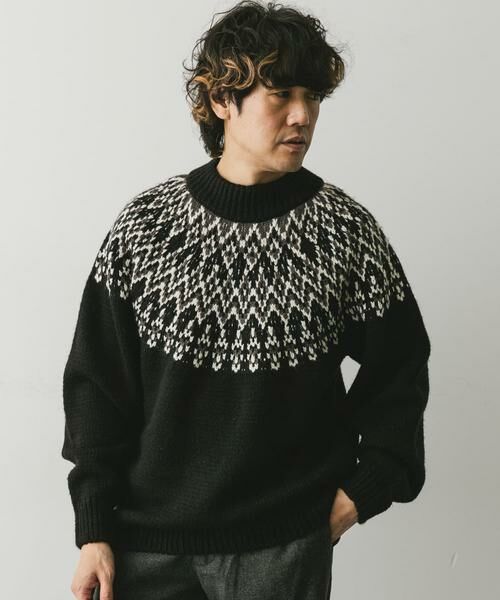 URBAN RESEARCH DOORS / アーバンリサーチ ドアーズ ニット・セーター | 求心柄モックネックニット | 詳細28