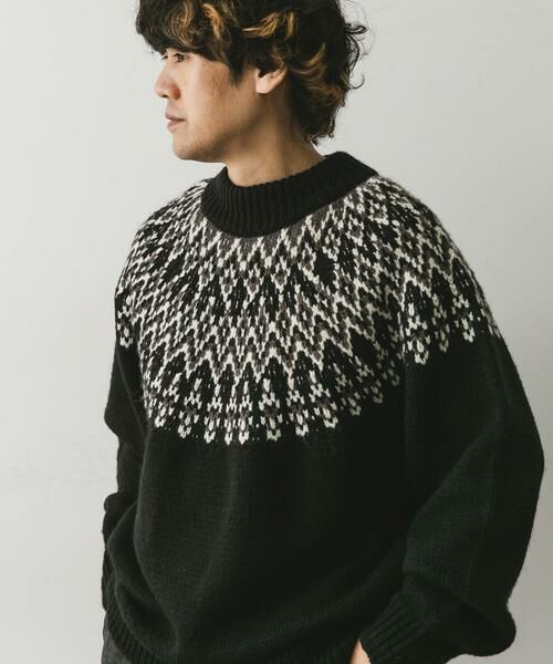 URBAN RESEARCH DOORS / アーバンリサーチ ドアーズ ニット・セーター | 求心柄モックネックニット | 詳細29