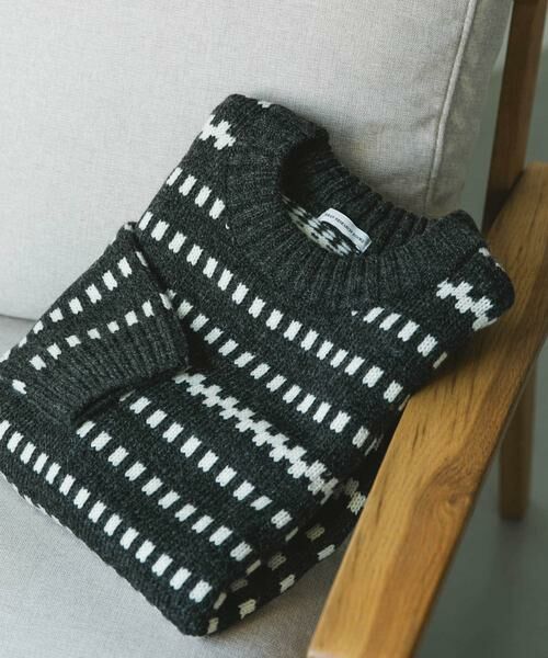 URBAN RESEARCH DOORS / アーバンリサーチ ドアーズ ニット・セーター | ウールブレンド柄ニットプルオーバー(グレー系その他)