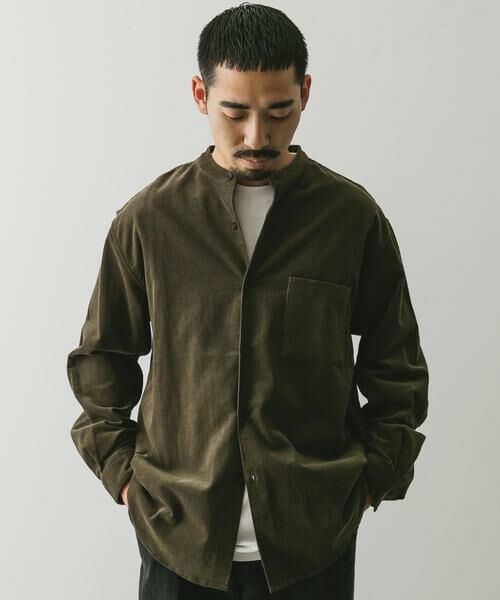 URBAN RESEARCH DOORS / アーバンリサーチ ドアーズ シャツ・ブラウス | 『UR TECH』コーデュロイバンドカラーシャツ | 詳細4