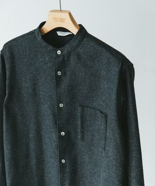 URBAN RESEARCH DOORS / アーバンリサーチ ドアーズ シャツ・ブラウス | フラノバンドカラーシャツ(スミクロ)