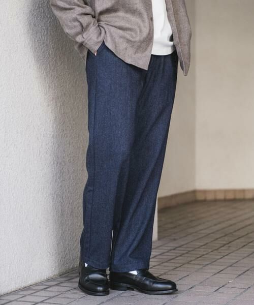 URBAN RESEARCH DOORS / アーバンリサーチ ドアーズ その他パンツ | ウールブレンドヘリンボーンタックパンツ(ブルー系その他)