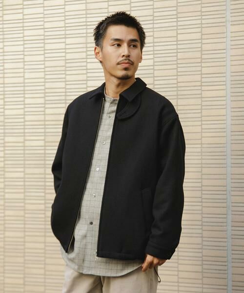 URBAN RESEARCH DOORS / アーバンリサーチ ドアーズ ブルゾン | ウールメルトンジップブルゾン(ブラック)