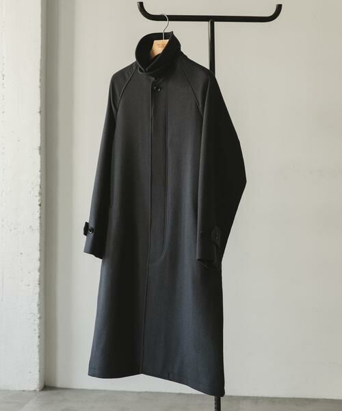 URBAN RESEARCH DOORS / アーバンリサーチ ドアーズ ステンカラーコート | ウールメルトンステンカラーコート(ダークグレー)
