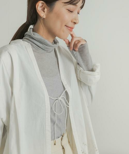 URBAN RESEARCH DOORS / アーバンリサーチ ドアーズ Tシャツ | カシミヤシルク混タートルネックカットソー(グレー)