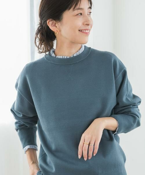 URBAN RESEARCH DOORS/アーバンリサーチ ドアーズ 『UR TECH 200日ニット』スウェットライクプルオーバー ブルー M URBAN RESEARCH DOORS/アーバンリサーチ ドアーズ 『UR TECH 200日ニット』スウェットライクプルオーバー ブルー M