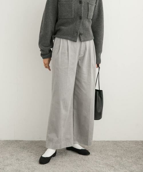 URBAN RESEARCH DOORS / アーバンリサーチ ドアーズ その他パンツ | コーデュロイタックワイドパンツ(ライトグレー)