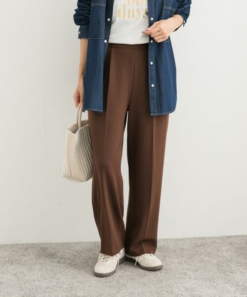 URBAN RESEARCH DOORS/アーバンリサーチ ドアーズ カットジョーゼットパンツ ダークブラウン M