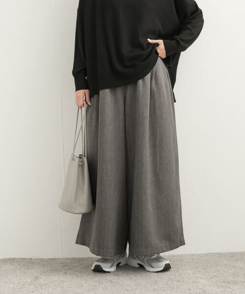 URBAN RESEARCH DOORS / アーバンリサーチ ドアーズ その他パンツ | メランジヘリンボーンギャザーワイドパンツ | 詳細1