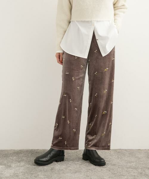 URBAN RESEARCH DOORS / アーバンリサーチ ドアーズ その他パンツ | 刺繍ベロアイージーパンツ | 詳細1