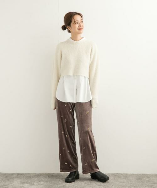 URBAN RESEARCH DOORS / アーバンリサーチ ドアーズ その他パンツ | 刺繍ベロアイージーパンツ | 詳細11