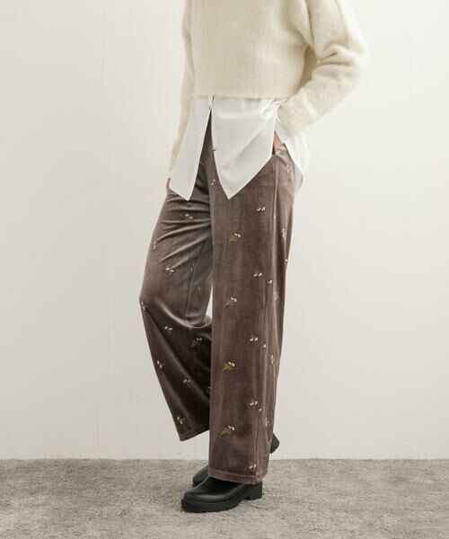 URBAN RESEARCH DOORS / アーバンリサーチ ドアーズ その他パンツ | 刺繍ベロアイージーパンツ | 詳細5