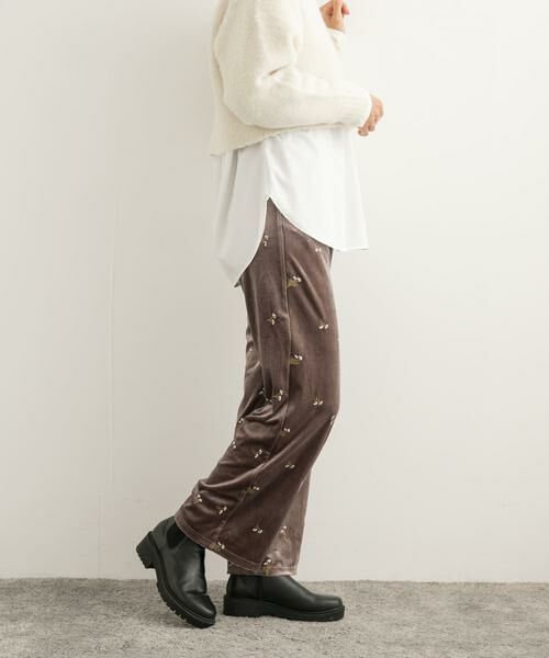 URBAN RESEARCH DOORS / アーバンリサーチ ドアーズ その他パンツ | 刺繍ベロアイージーパンツ | 詳細8