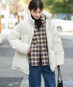 URBAN RESEARCH DOORS カーキ ノーカラーダウンコート URBAN RESEARCH DOORS ダウンコート ダウンジャケット 「WEB/一
