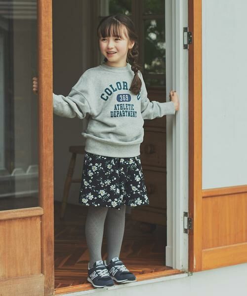 URBAN RESEARCH DOORS / アーバンリサーチ ドアーズ パンツ | 花柄コーデュロイフレアキュロット(KIDS)(ブラック)