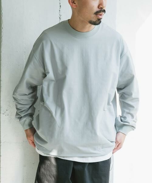 URBAN RESEARCH DOORS / アーバンリサーチ ドアーズ Tシャツ | 『吸水速乾/イージーケア/接触冷感』クイックドライ ワッフルメッシュロングスリーブTシャツ(ライトグレー)