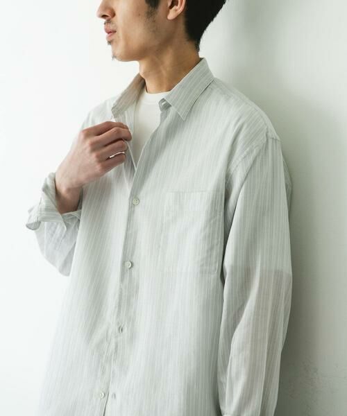 URBAN RESEARCH DOORS / アーバンリサーチ ドアーズ シャツ・ブラウス | シアーボイルストライプロングスリーブシャツ | 詳細1