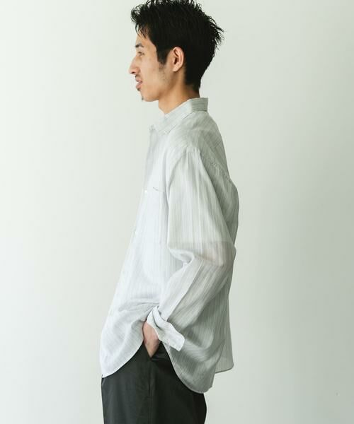 URBAN RESEARCH DOORS / アーバンリサーチ ドアーズ シャツ・ブラウス | シアーボイルストライプロングスリーブシャツ | 詳細3