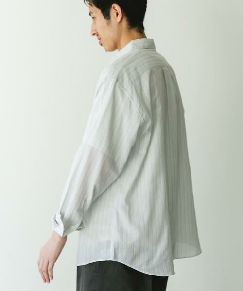 URBAN RESEARCH DOORS / アーバンリサーチ ドアーズ シャツ・ブラウス | シアーボイルストライプロングスリーブシャツ | 詳細4