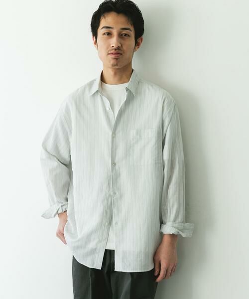 URBAN RESEARCH DOORS / アーバンリサーチ ドアーズ シャツ・ブラウス | シアーボイルストライプロングスリーブシャツ | 詳細5