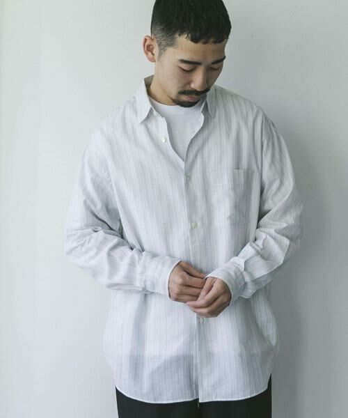 URBAN RESEARCH DOORS / アーバンリサーチ ドアーズ シャツ・ブラウス | シアーボイルストライプロングスリーブシャツ | 詳細9