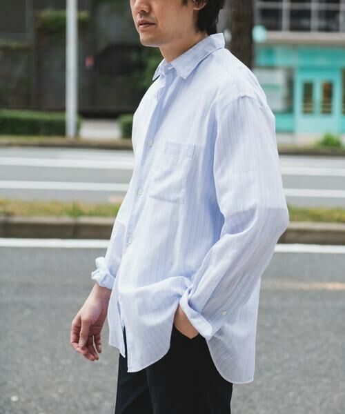 URBAN RESEARCH DOORS / アーバンリサーチ ドアーズ シャツ・ブラウス | シアーボイルストライプロングスリーブシャツ | 詳細23