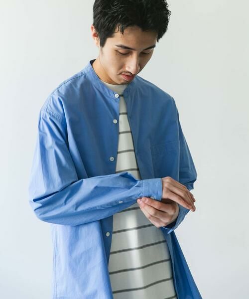 URBAN RESEARCH DOORS / アーバンリサーチ ドアーズ シャツ・ブラウス | シルクブレンド ロングスリーブバンドカラーシャツ | 詳細2